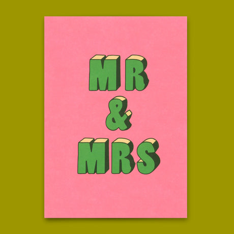 Deli Cards Postkarte "Mr & Mrs 3D-Typo" | Coole Karte zur Hochzeit