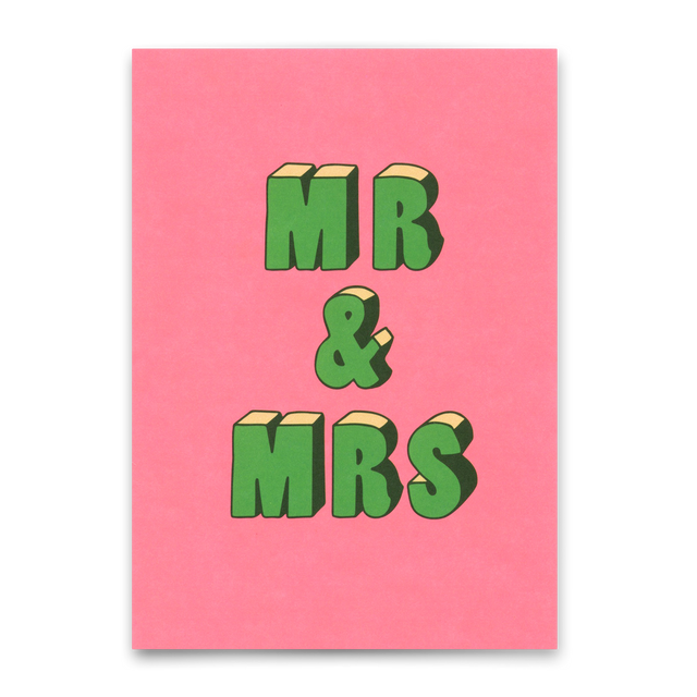 Deli Cards Postkarte "Mr & Mrs 3D-Typo" | Coole Karte zur Hochzeit