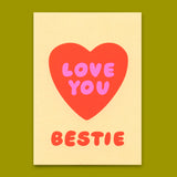 Deli Cards Postkarte "Love you, Bestie" | Schöne Freundschafts-Karte