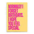 Deli Cards Postkarte "Normally I forget birthdays" | Lustige Karte zum Geburtstag