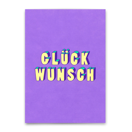 Deli Cards Postkarte "Glückwunsch 3D-Typo" | Coole Karte für jeden Anlass