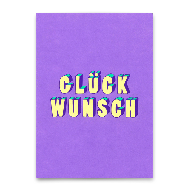 Deli Cards Postkarte "Glückwunsch 3D-Typo" | Coole Karte für jeden Anlass