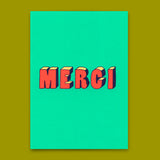 Deli Cards Postkarte "Merci 3D-Typo" | Coole Karte zum Dankesagen