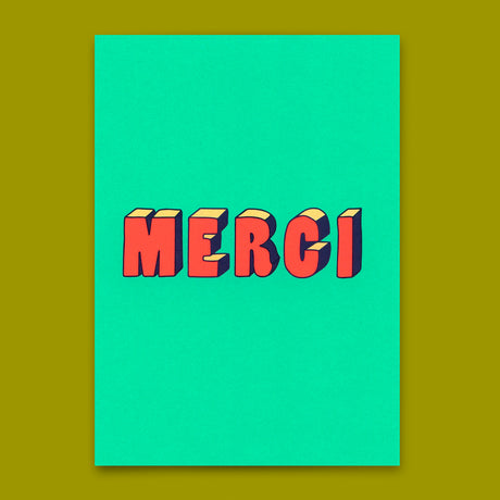 Deli Cards Postkarte "Merci 3D-Typo" | Coole Karte zum Dankesagen