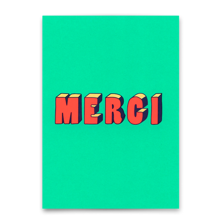 Deli Cards Postkarte "Merci 3D-Typo" | Coole Karte zum Dankesagen