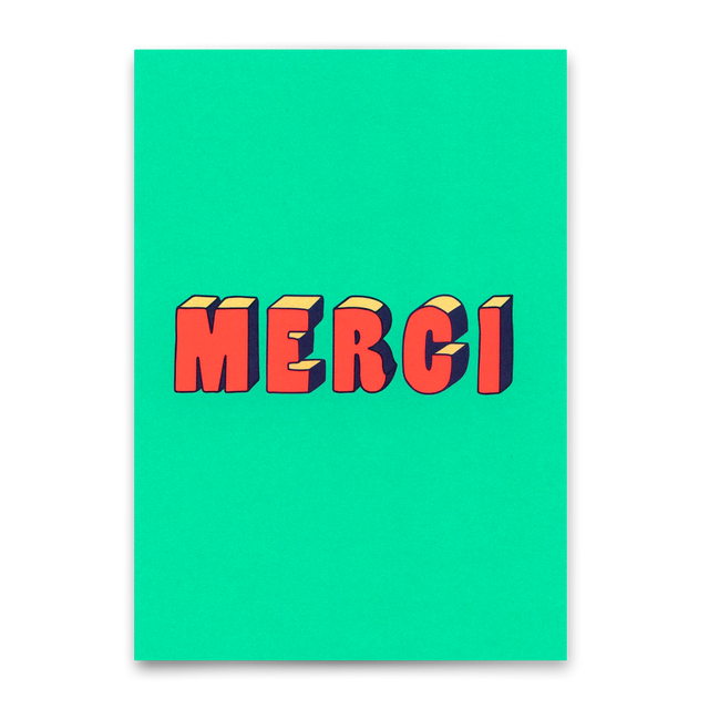 Deli Cards Postkarte "Merci 3D-Typo" | Coole Karte zum Dankesagen