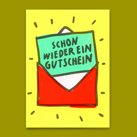 Deli Cards Postkarte "Schon wieder ein Gutschein" | Lustige Gutschein-Karte