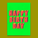 Deli Cards Postkarte "Happy Birthday 3D-Typo" | Coole Karte zum Geburtstag