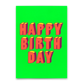 Deli Cards Postkarte "Happy Birthday 3D-Typo" | Coole Karte zum Geburtstag