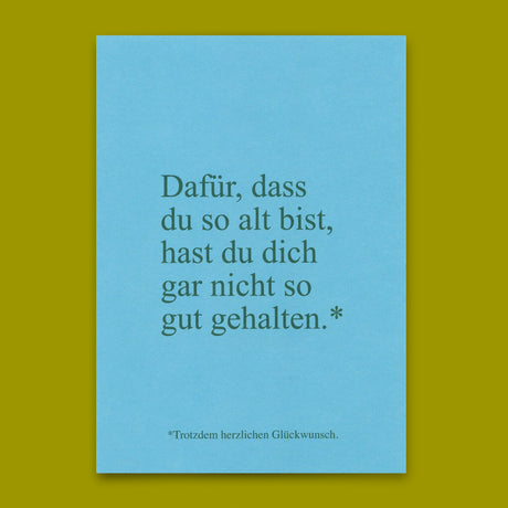 Deli Cards Postkarte "Garnicht so gut gehalten" | Lustige Karte zum Geburtstag