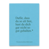 Deli Cards Postkarte "Garnicht so gut gehalten" | Lustige Karte zum Geburtstag