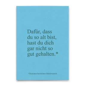 Deli Cards Postkarte "Garnicht so gut gehalten" | Lustige Karte zum Geburtstag
