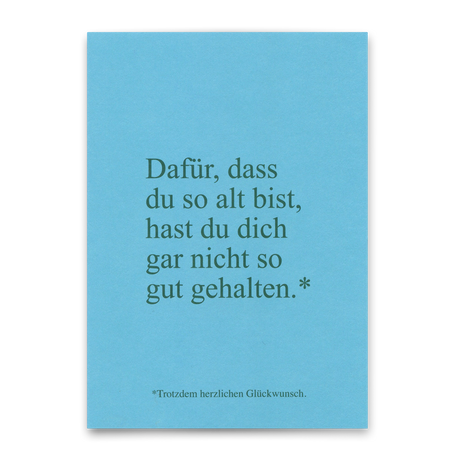 Deli Cards Postkarte "Garnicht so gut gehalten" | Lustige Karte zum Geburtstag