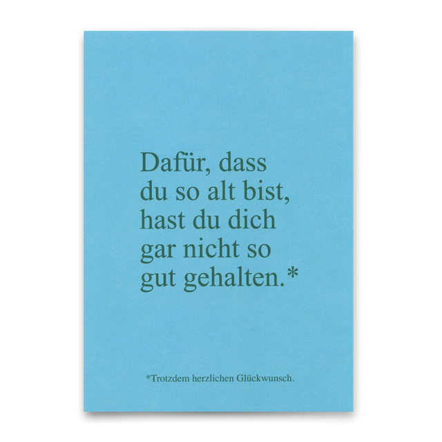 Deli Cards Postkarte "Garnicht so gut gehalten" | Lustige Karte zum Geburtstag