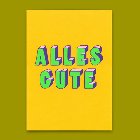 Deli Cards Postkarte "Alles Gute 3D-Typo" | Coole Karte zur Hochzeit
