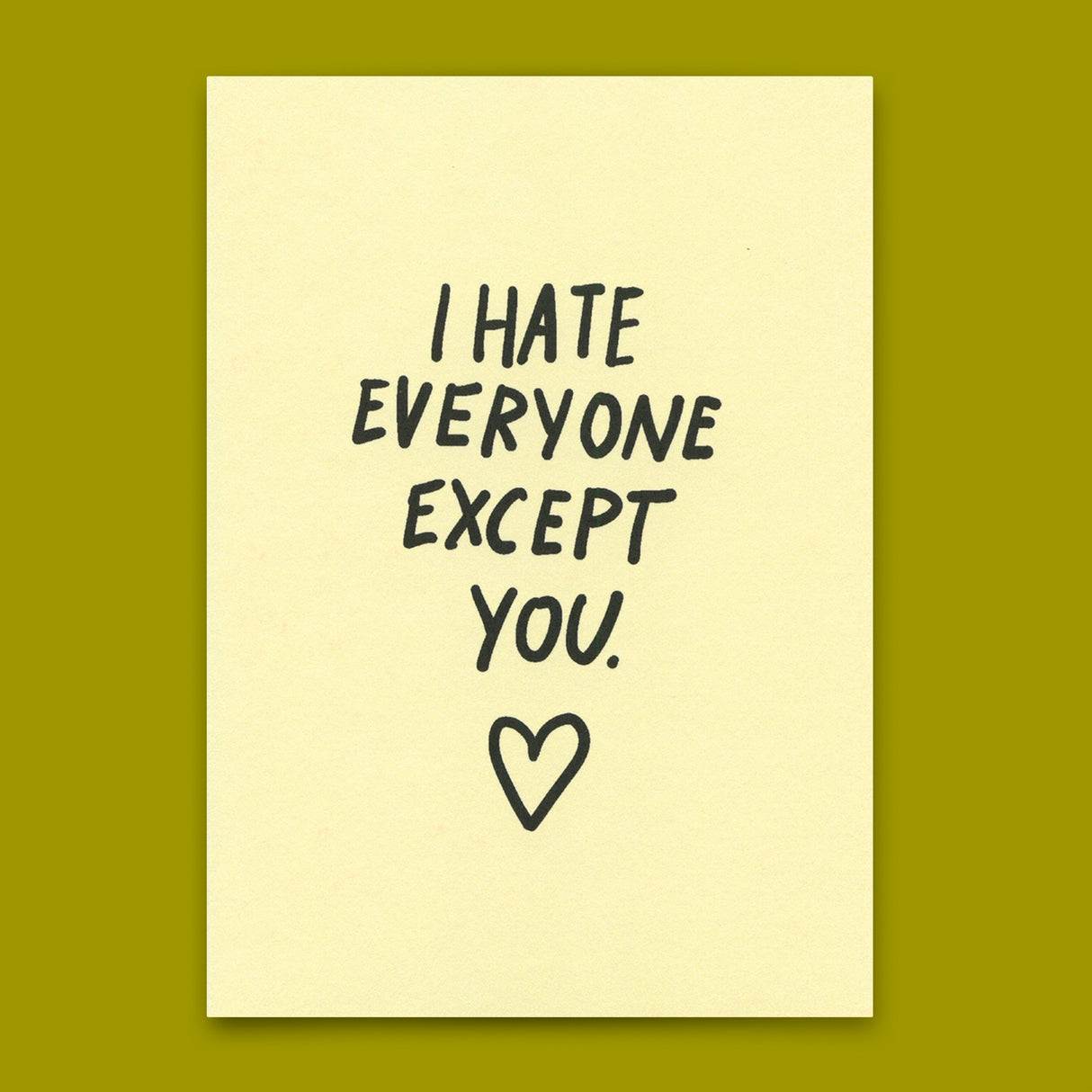 Deli Cards Postkarte "I hate everyone – except you" | Lustige Karte für Verliebte