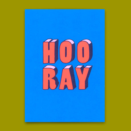 Deli Cards Postkarte "Hooray 3D-Typo" | Coole Karte für jeden Anlass