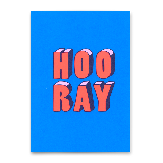 Deli Cards Postkarte "Hooray 3D-Typo" | Coole Karte für jeden Anlass