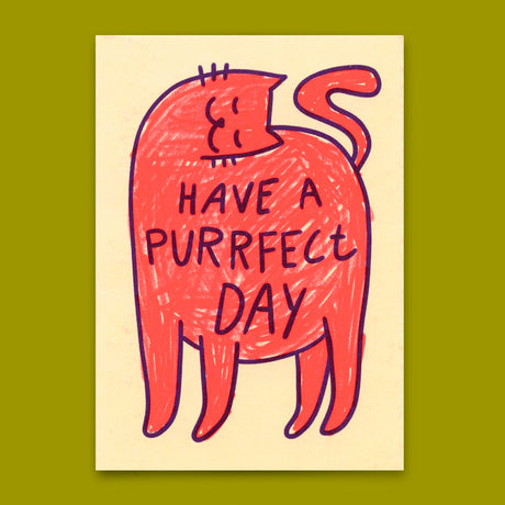 Deli Cards Postkarte "Have a purrfect day" | Lustige Karte mit Katzenmotiv