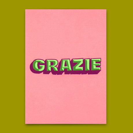 Deli Cards Postkarte "Grazie 3D" | Coole Karte zum Dankesagen