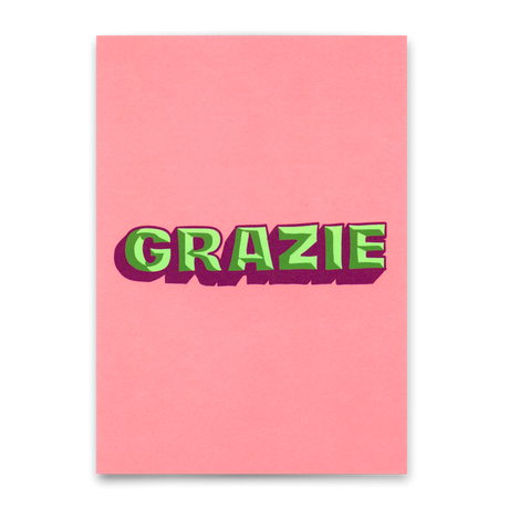 Deli Cards Postkarte "Grazie 3D" | Coole Karte zum Dankesagen