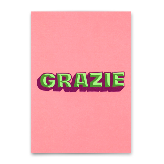 Deli Cards Postkarte "Grazie 3D" | Coole Karte zum Dankesagen