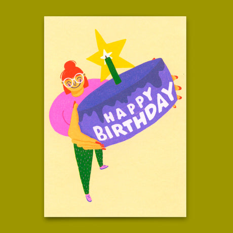 Deli Cards Postkarte "Happy Birthday Cake" | Schöne Karte zum Geburtstag