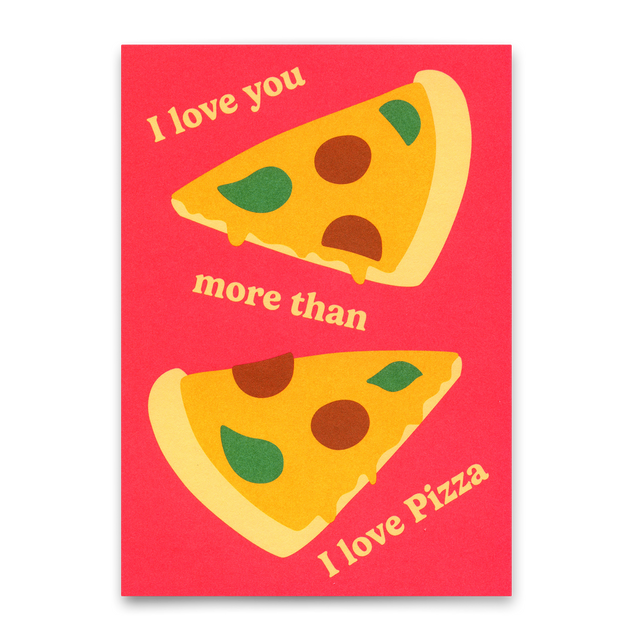 Deli Cards Postkarte "I love you more than Pizza" | Lustige Karte für Verliebte