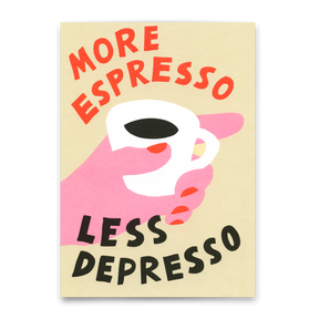 Deli Cards Postkarte "More Espresso Hand" | Lustige Karte mit Spruch