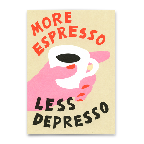 Deli Cards Postkarte "More Espresso Hand" | Lustige Karte mit Spruch
