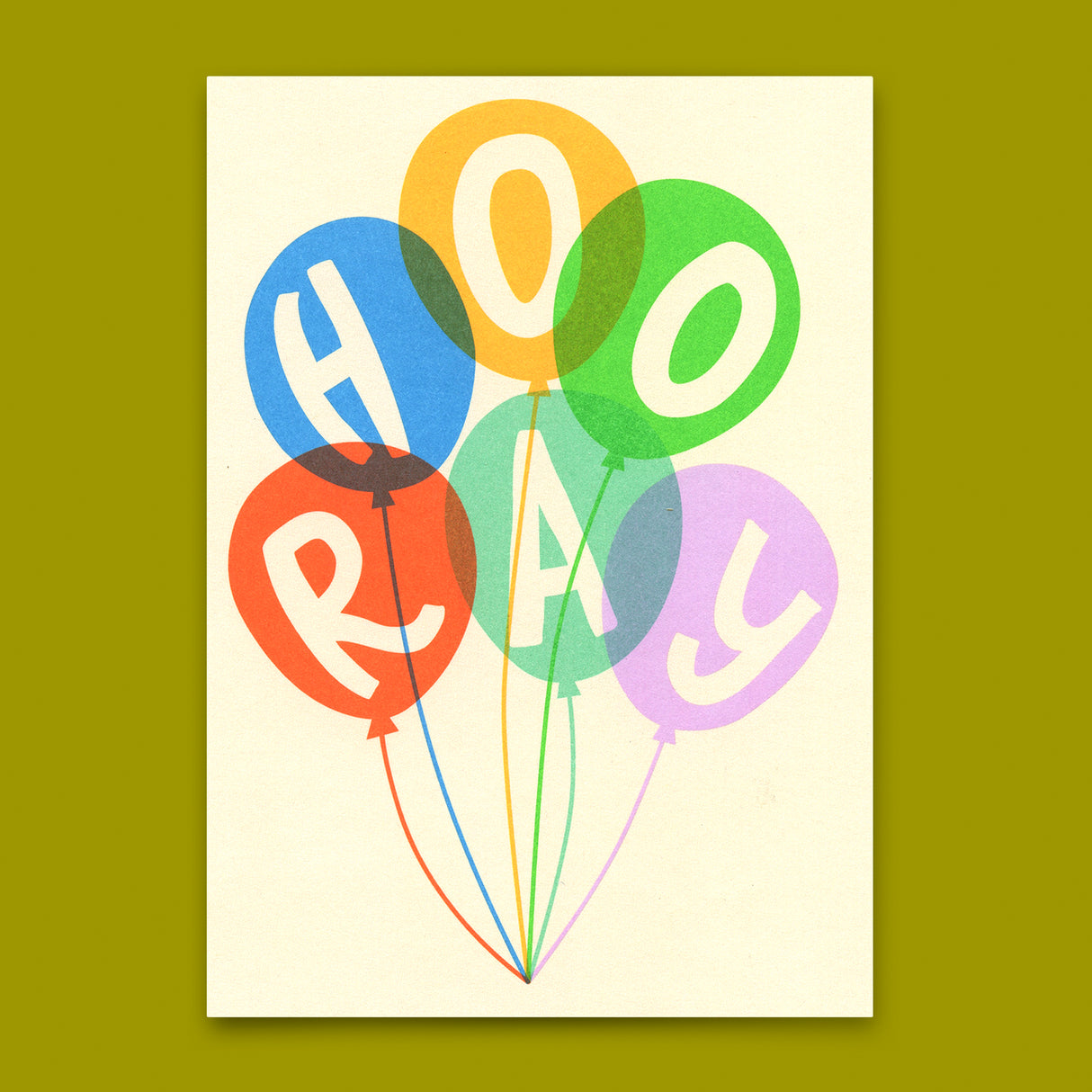 Deli Cards Postkarte "Hooray Balloons" | Schöne Karte für jeden Anlass