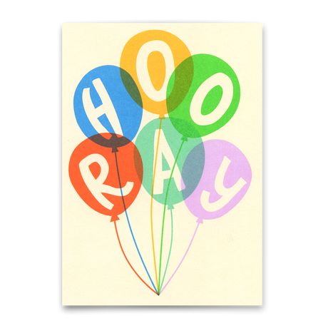Deli Cards Postkarte "Hooray Balloons" | Schöne Karte für jeden Anlass