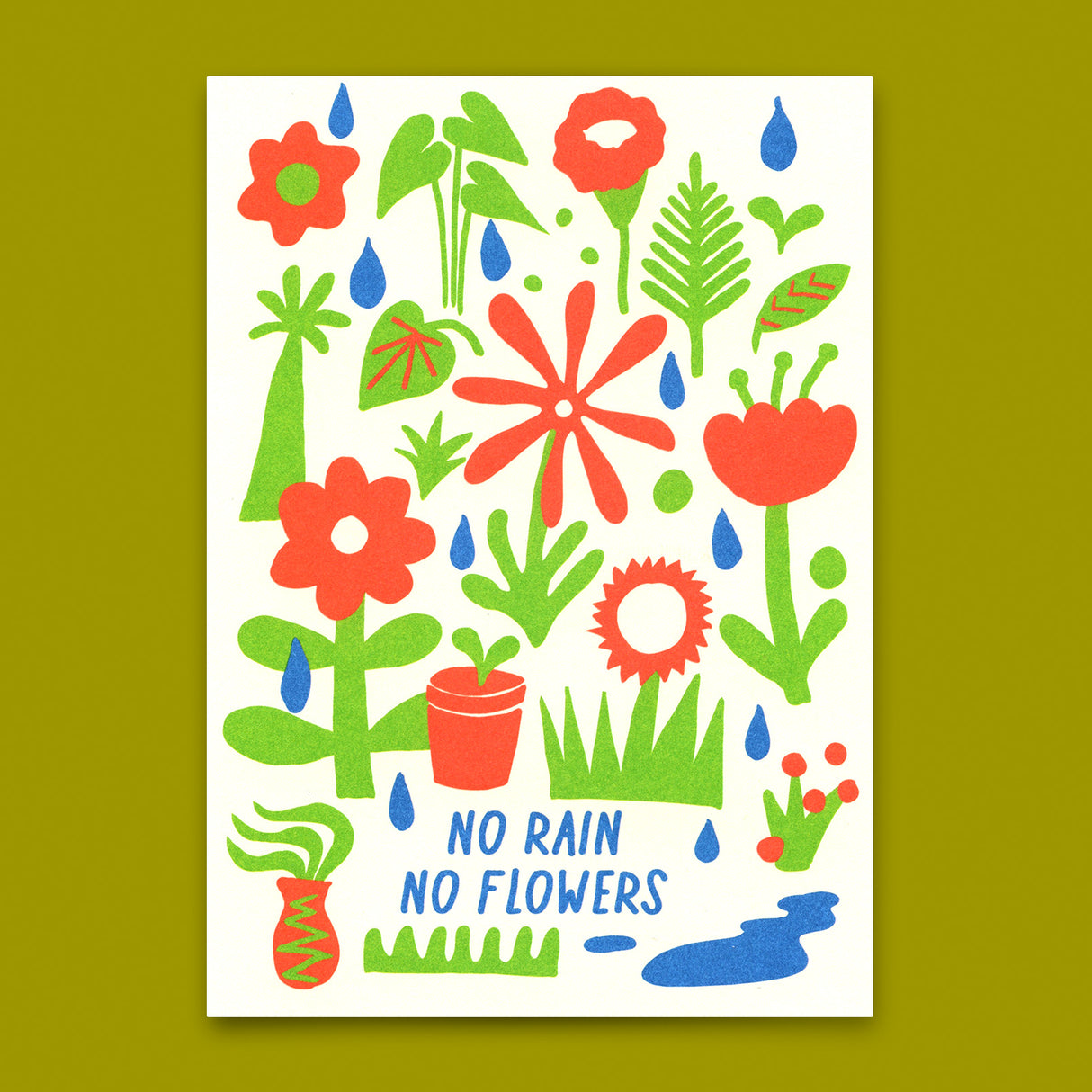 Deli Cards Postkarte "No Rain, No Flowers" | Besondere Karte mit Spruch