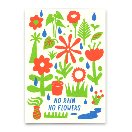 Deli Cards Postkarte "No Rain, No Flowers" | Besondere Karte mit Spruch