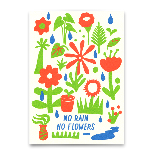 Deli Cards Postkarte "No Rain, No Flowers" | Besondere Karte mit Spruch