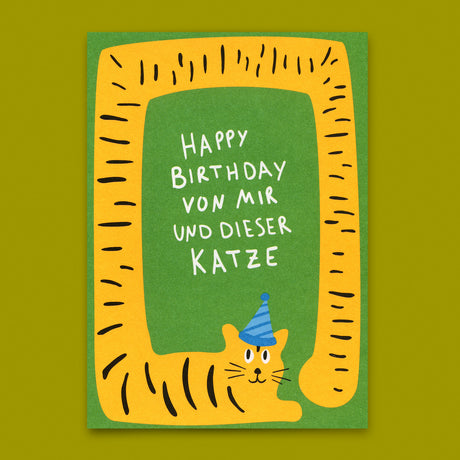 Deli Cards Postkarte "Happy Birthday Katze" | Lustige Karte zum Geburtstag