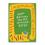 Deli Cards Postkarte "Happy Birthday Katze" | Lustige Karte zum Geburtstag