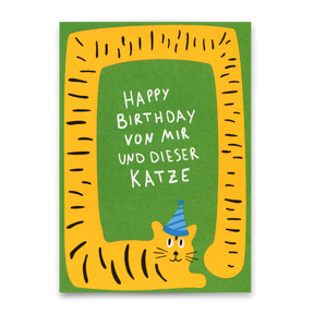 Deli Cards Postkarte "Happy Birthday Katze" | Lustige Karte zum Geburtstag