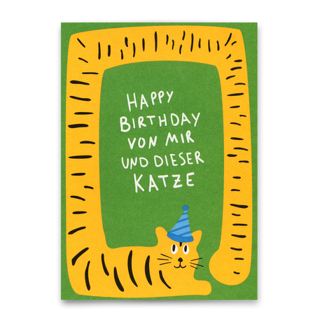 Deli Cards Postkarte "Happy Birthday Katze" | Lustige Karte zum Geburtstag