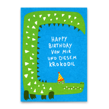 Deli Cards Postkarte "Happy Birthday Krokodil" | Lustige Karte zum Geburtstag