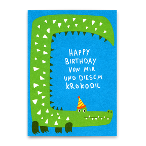 Deli Cards Postkarte "Happy Birthday Krokodil" | Lustige Karte zum Geburtstag