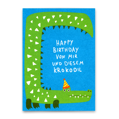 Deli Cards Postkarte "Happy Birthday Krokodil" | Lustige Karte zum Geburtstag