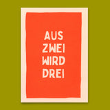 Deli Cards Postkarte "Aus zwei wird drei" | Besondere Karte zur Geburt