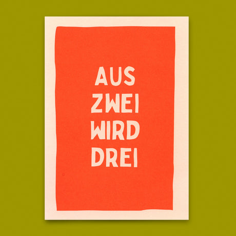 Deli Cards Postkarte "Aus zwei wird drei" | Besondere Karte zur Geburt