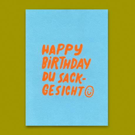 Deli Cards Postkarte "Happy Birthday du Sackgesicht" | Lustige Karte zum Geburtstag