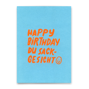 Deli Cards Postkarte "Happy Birthday du Sackgesicht" | Lustige Karte zum Geburtstag