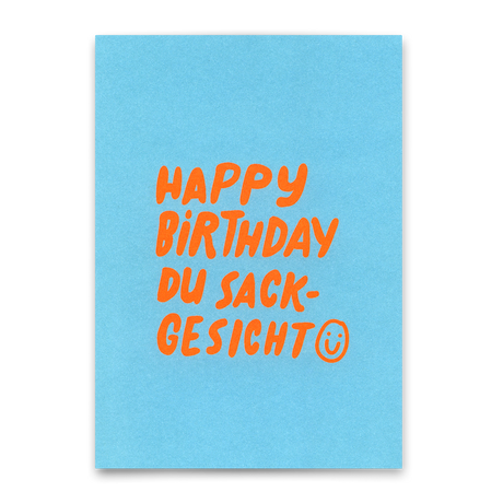 Deli Cards Postkarte "Happy Birthday du Sackgesicht" | Lustige Karte zum Geburtstag