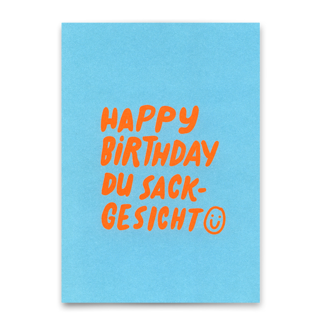 Deli Cards Postkarte "Happy Birthday du Sackgesicht" | Lustige Karte zum Geburtstag