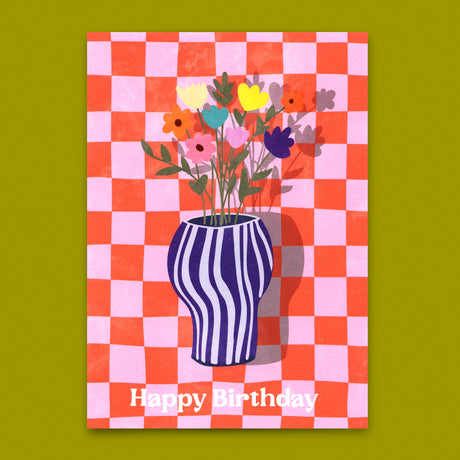 Deli Cards Postkarte "Happy Birthday Vase" | Schöne Karte zum Geburtstag
