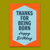 Deli Cards Postkarte "Thanks for being born Retro" | Lustige Karte zum Geburtstag
